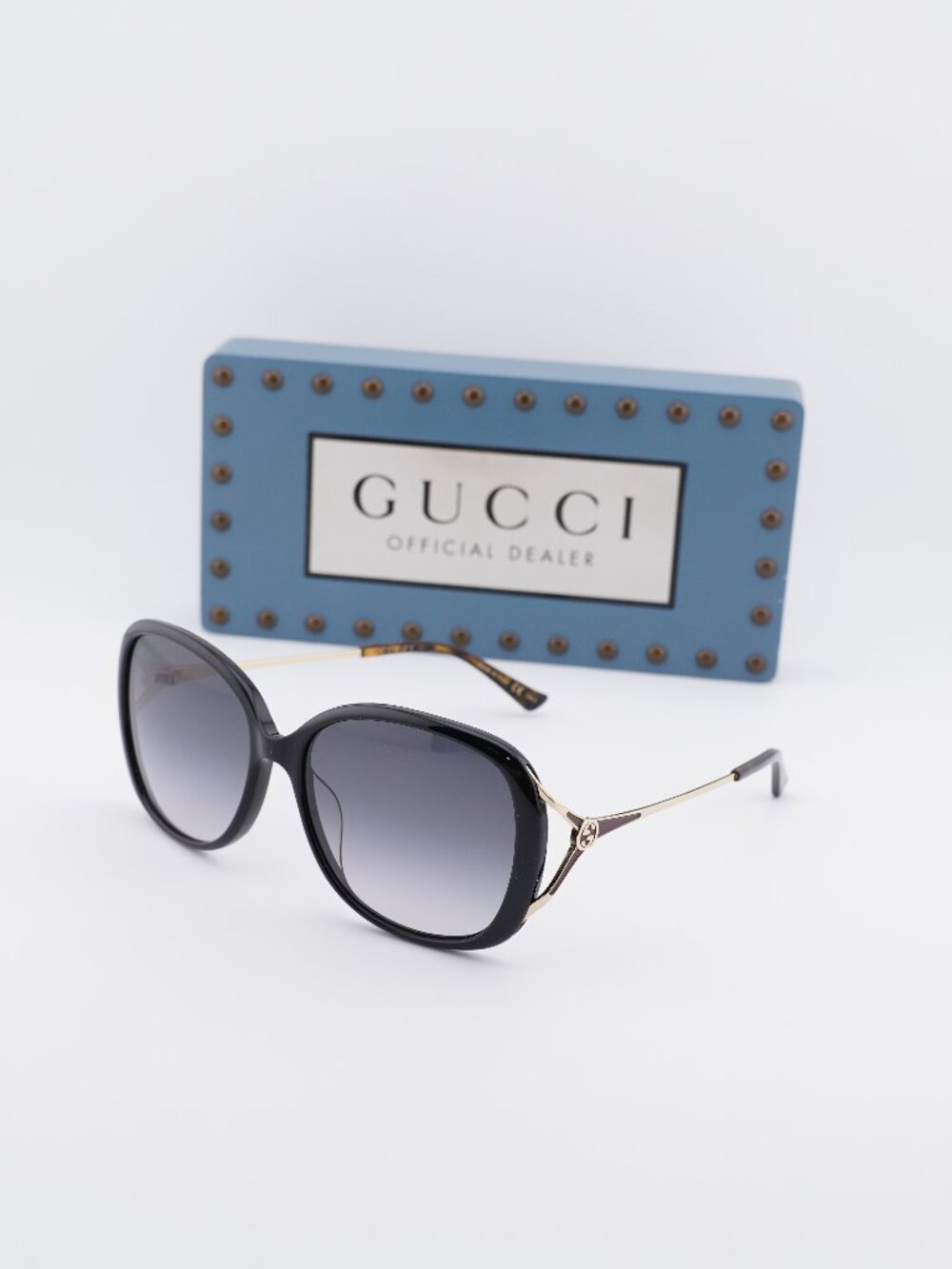Gucci GG0649SK 002 Butterfly Sunglasses - Black / Grey